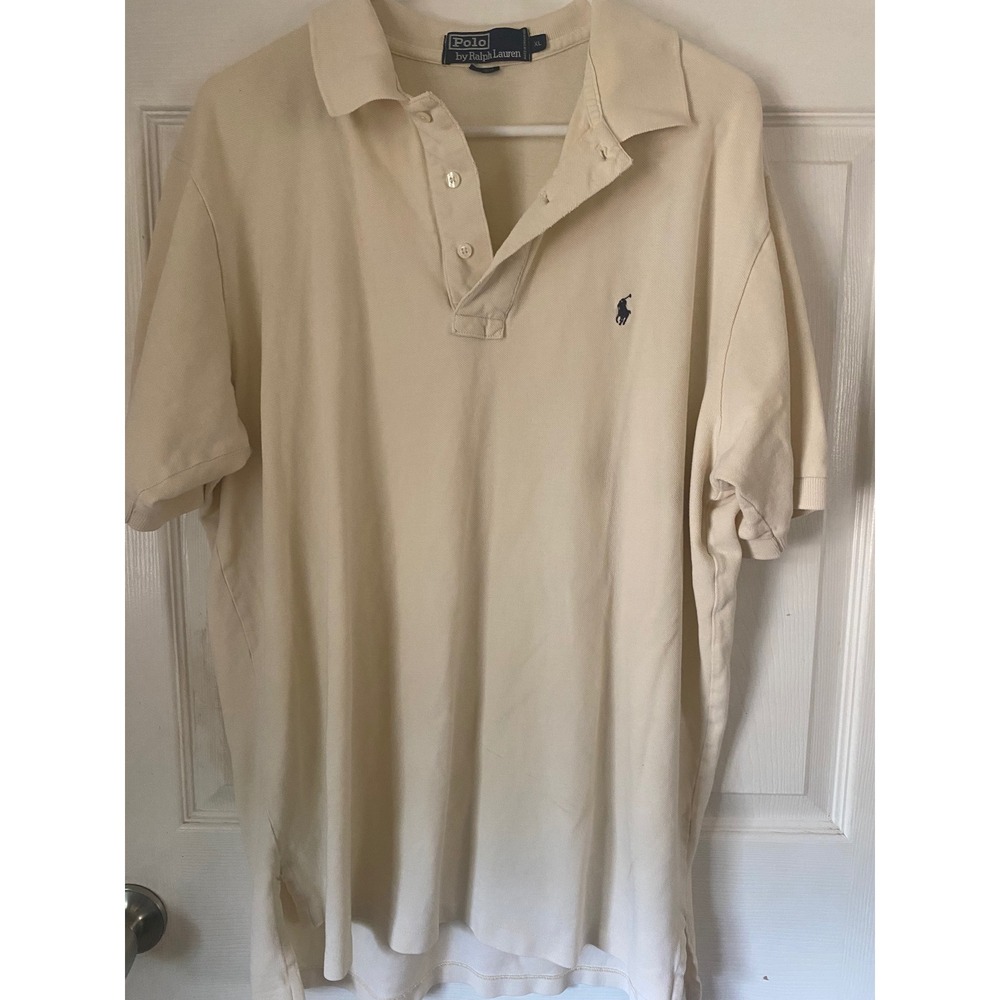 #243 Cream Mens Polo Ralph Lauren Short Sleeve Pique Polo Shirt